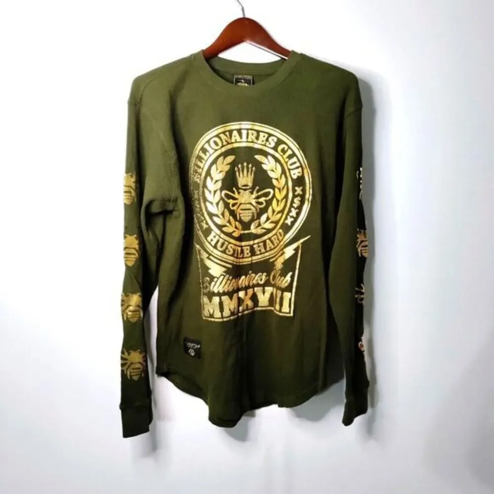 Switch Remarkable Men L Billionaire‎ Club Hustle Hard Waffle Knit Shirt Preppy - Picture 2 of 9